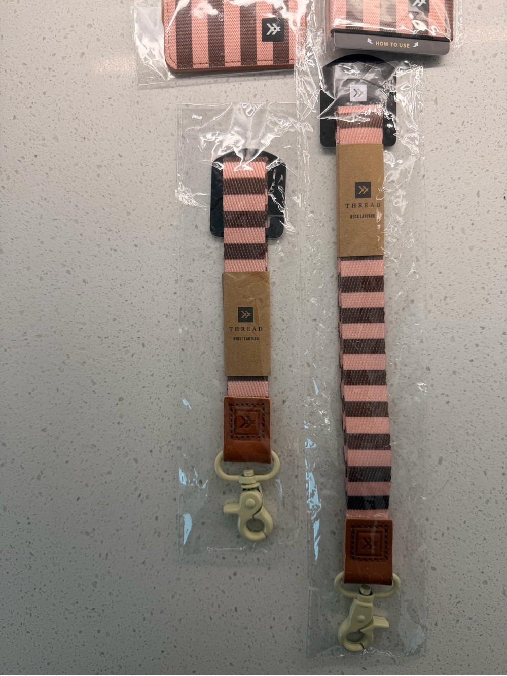 THREAD Pink and Black Striped Lanyard & Wallet Set - Picture 6 of 7
